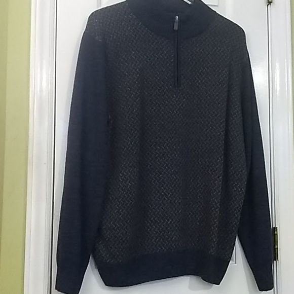Dockers 1/3 zipper mock neck L blue sweater D032SW - Picture 1 of 6